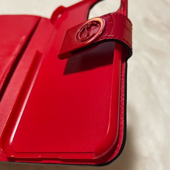 Christian Louboutin Red Leather iPhone Case w/Card Slots & Metal Snap Closure - Picture 10 of 13